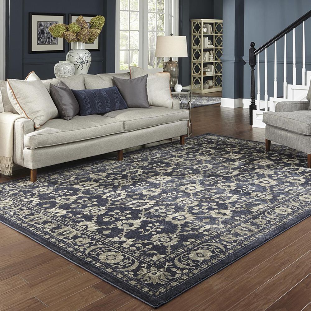 Oriental Weavers Richmond 8020K 9&#39;10&quot; x 12&#39;10&quot; Navy Area Rug, , large