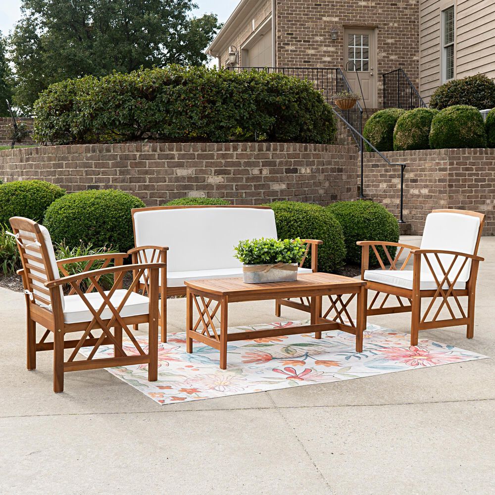 Linon Home Decor Jubil 4-Piece Outdoor Conversation Set in Brown, , large