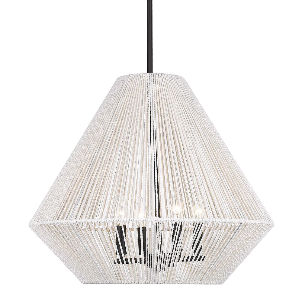 Golden Lighting Valentina 4-Light Pendant in Matte Black with White Shade, , large