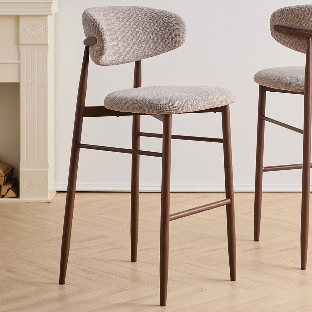 New Heritage Design Royce Bar Stool with Toast Cushion in Walnut, , large