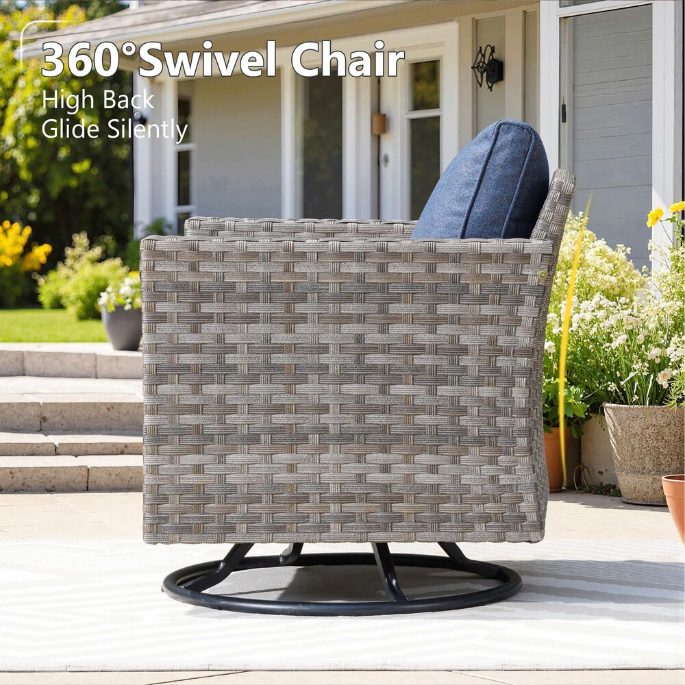 HOMLUX 3-Piece Outdoor Conversation Set in Denim Blue, , large
