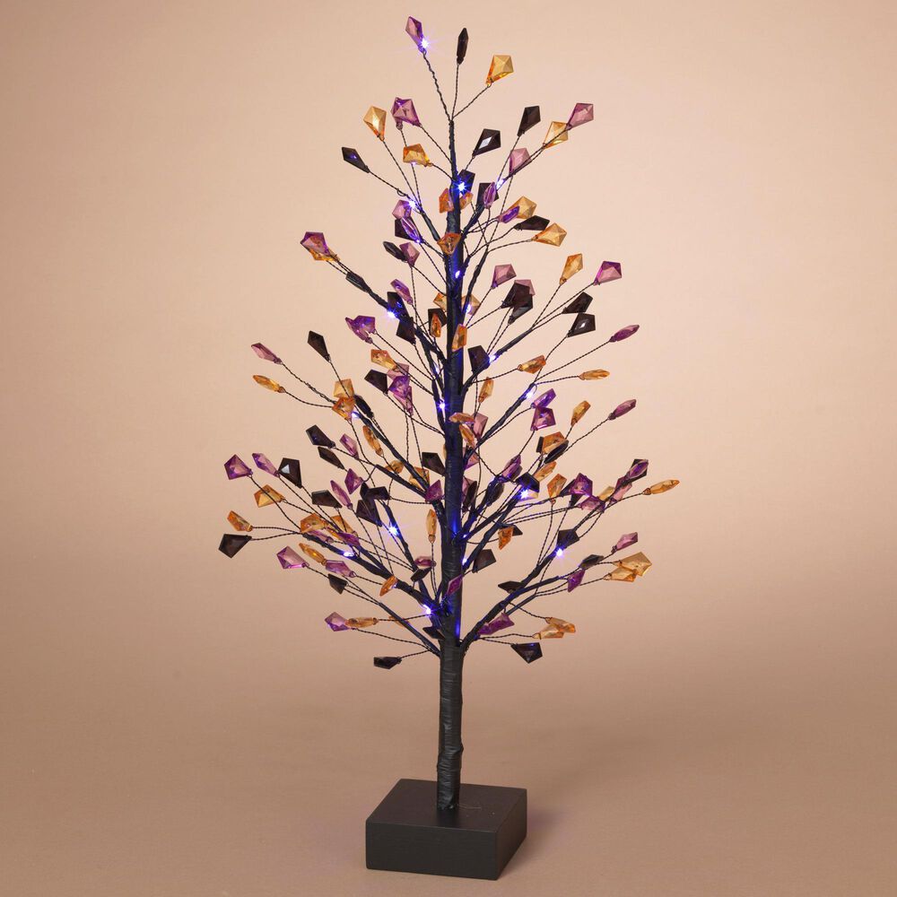 The Gerson Company 18" Lighted Halloween Acrylic Jewels Tree with Timer in Multicolor, , large