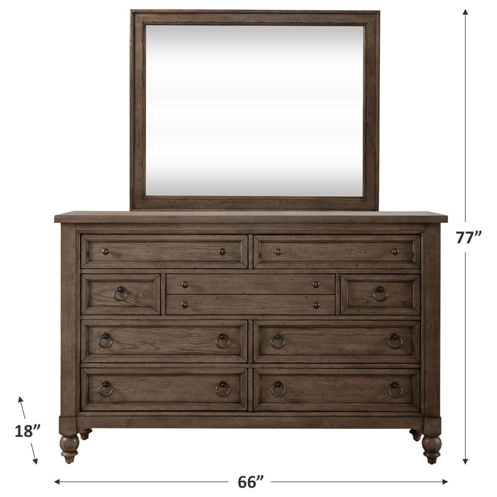 Belle Furnishings Americana Farmhouse 9-Drawer Dresser and Mirror in Dusty Taupe and Black, , large