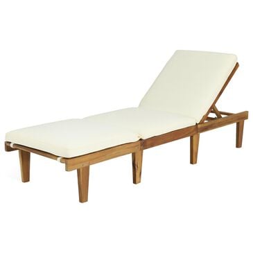 Hearth and Haven Ariana Outdoor Wood Chaise Lounge with Cushions in Teak, , large