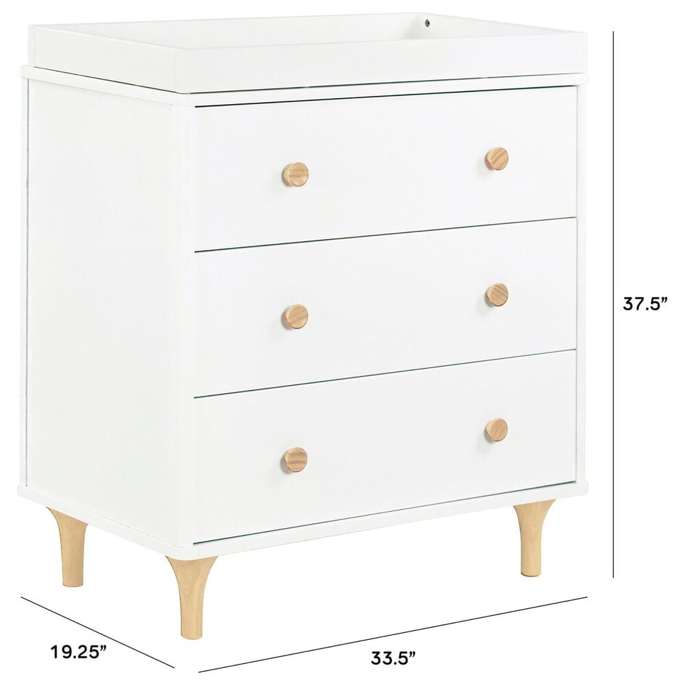 Babyletto Lolly 3 Drawer Changer Dresser with Removable Changing Tray in White and Natural, , large