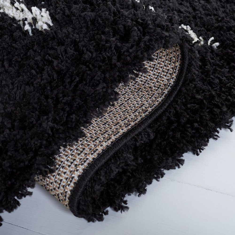 Safavieh Venus Shag VNS604Z 6&#39;7&quot; Square Black and Ivory Area Rug, , large
