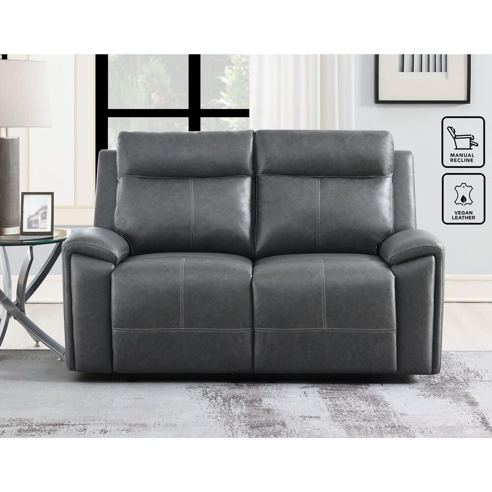 Steve Silver Gaston Manual Reclining Loveseat in Graphite Gray, , large