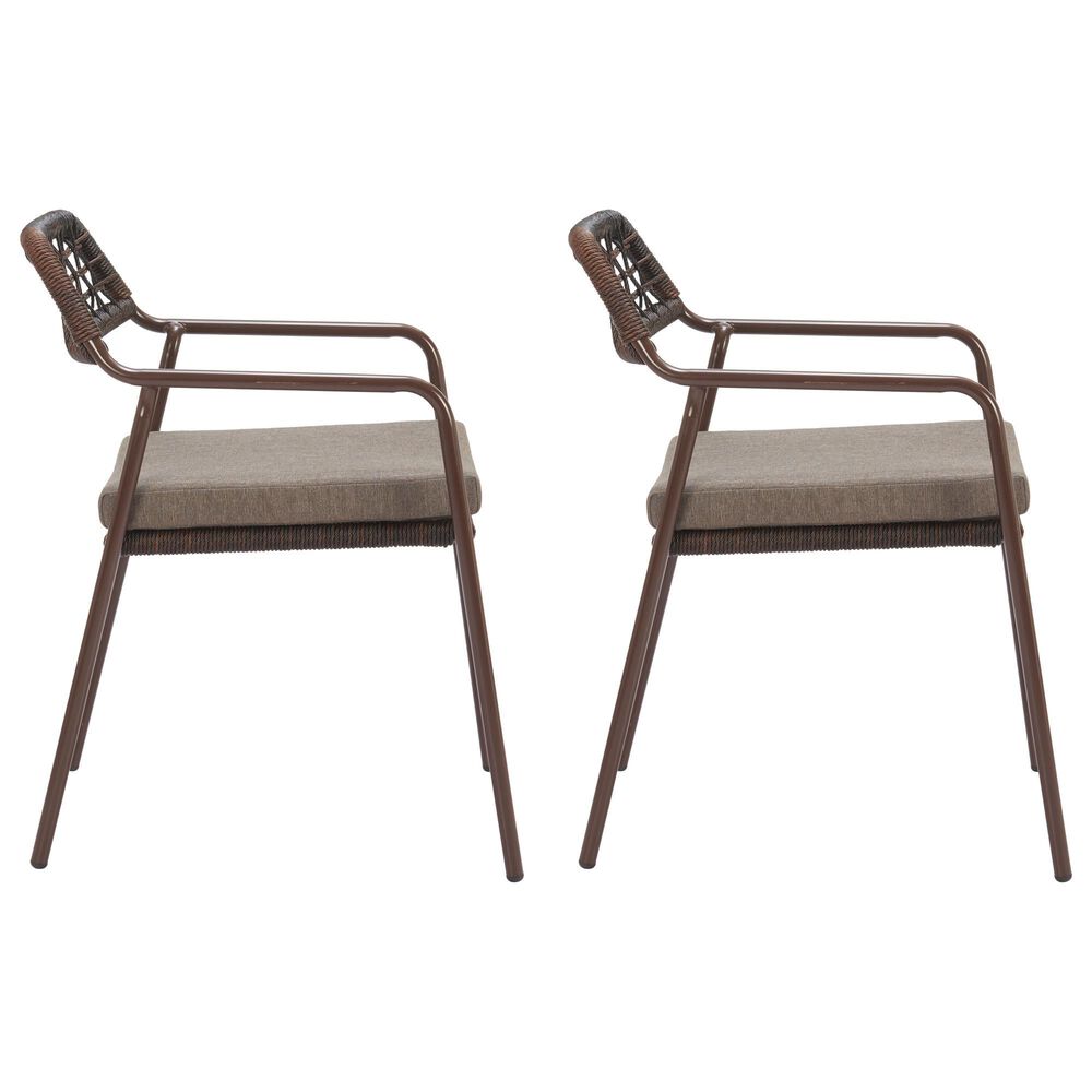 Zuo Modern Rio Outdoor Dining Chair in Brown (Set of 2), , large