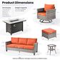 HOMLUX 7 Piece Outdoor Patio Set in Orange, , large