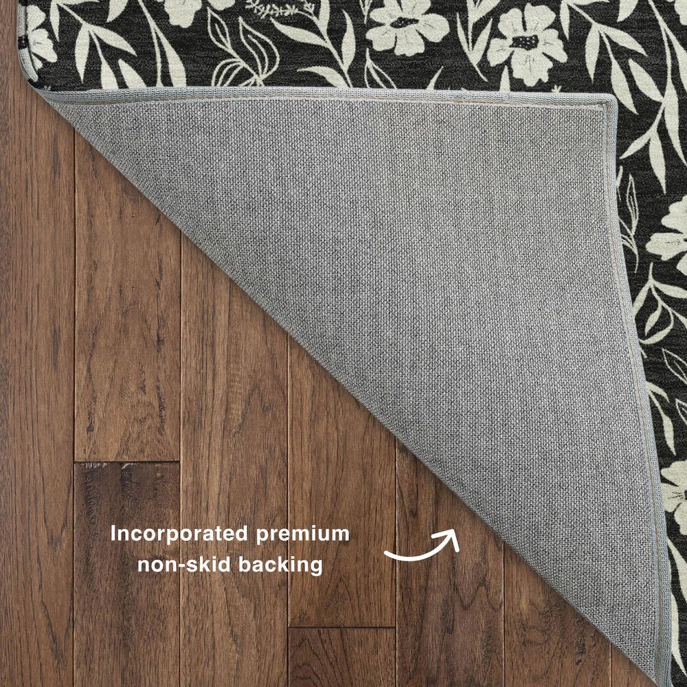 Dalyn Rug Company Soft Essentials Floral Black 5' x 7'6" Indoor/Outdoor Area Rug, , large