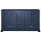 Lexora Home Dukes 60" Double Bathroom Vanity in Navy Blue with 2 cm White Cultured Marble Top and Rectangular Sinks, , large