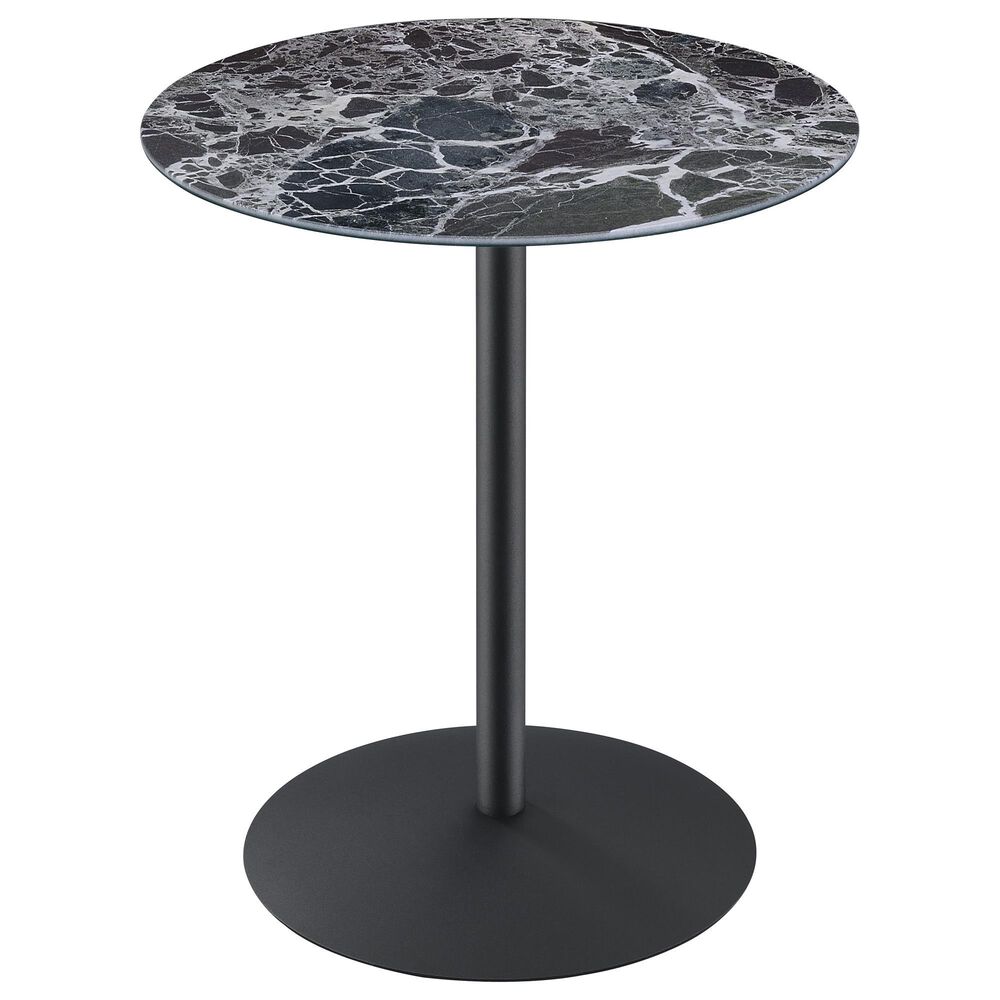 HOMLUX 17.5" End Table with Marble Textured Top in Black, , large