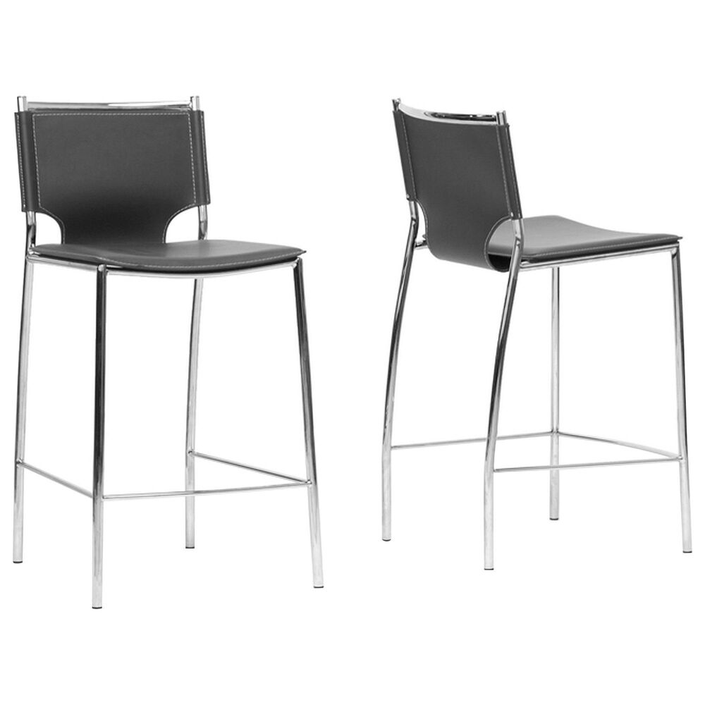 Baxton Studio Montclare Counter Stool in Chrome (Set of 2), , large