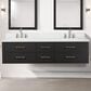 Lexora Home Castor 72" Double Bathroom Vanity in Black with 2 cm White Cultured Marble Top and Rectangular Sinks, , large