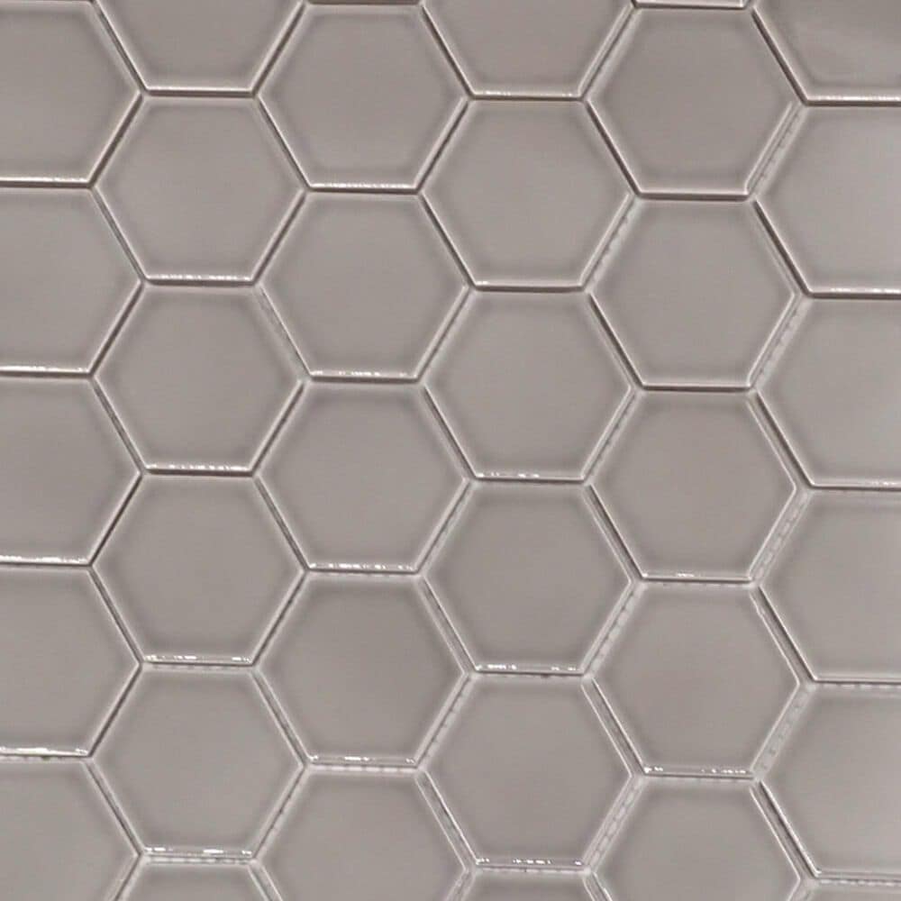 Emser Savvy Silver 2" x 2" Hexagon on 11" x 12" Porcelain Mosaic Sheet, , large