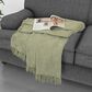 Trade Linker 50" x 70" Chenille Polyester Fringed Basket Throw in Sage, , large