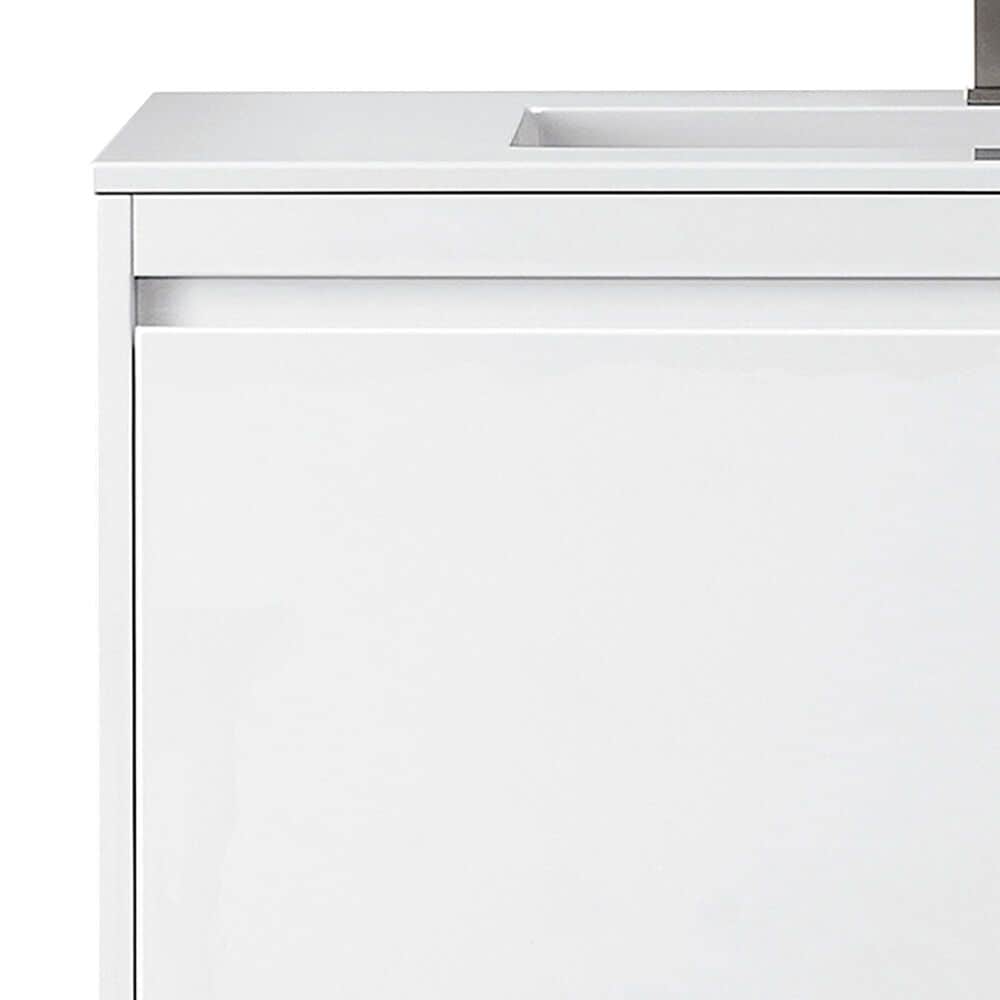 James Martin Mantova 35.4&quot; Single Mounted Bathroom Vanity in Glossy White with 2 cm Glossy White Solid Surface Top and Rectangular Sink, , large