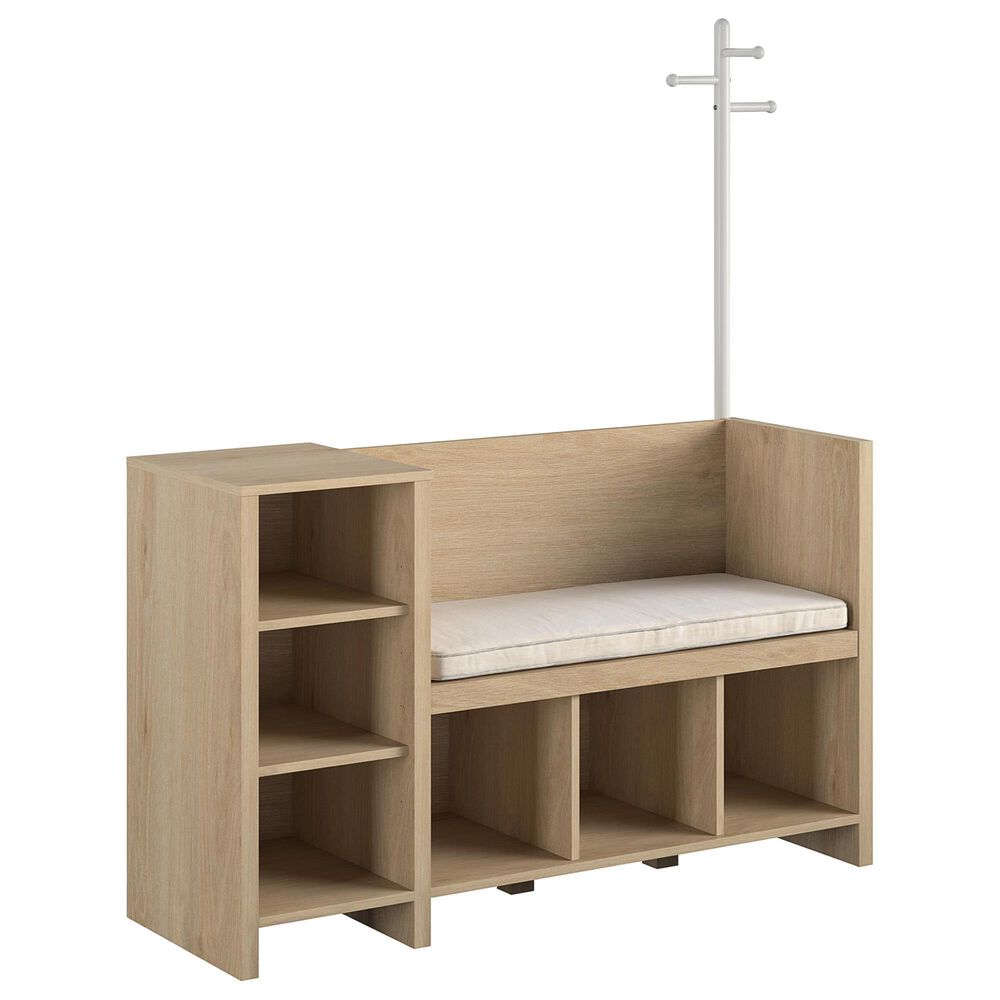 DHP Tyler Storage Bench & Coat Rack in Blonde Oak, , large