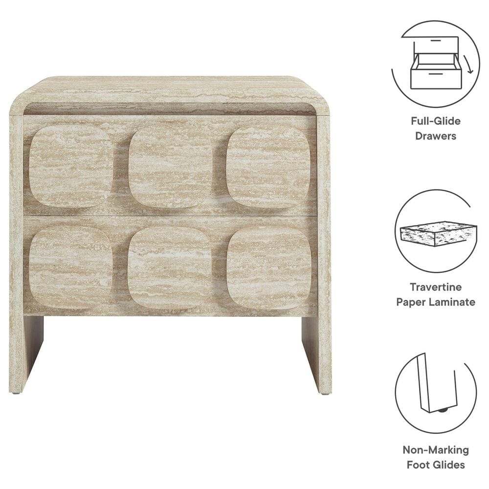 Modway Toscana 2 Drawer Nightstand in Travertine, , large