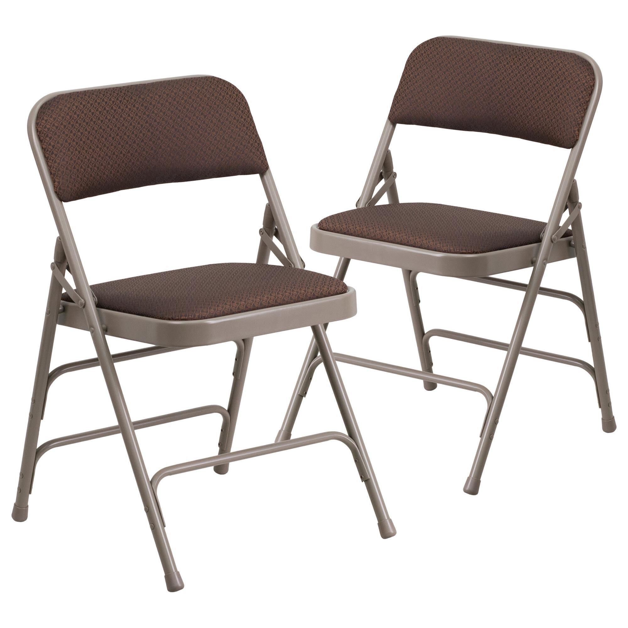 Flash Furniture Hercules Folding Chair with Brown Cushion in Beige