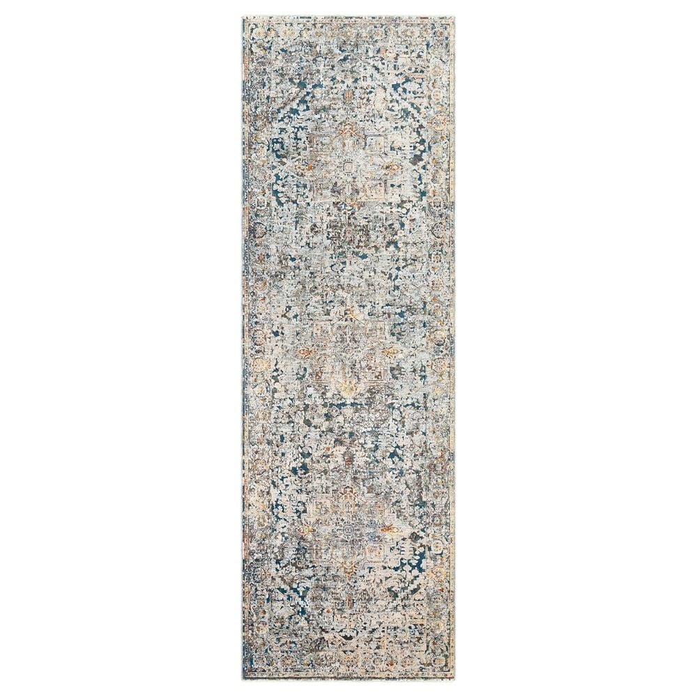 Surya Presidential PDT-2300 3"3" x 10" Blue, Gray and Orange Runner, , large