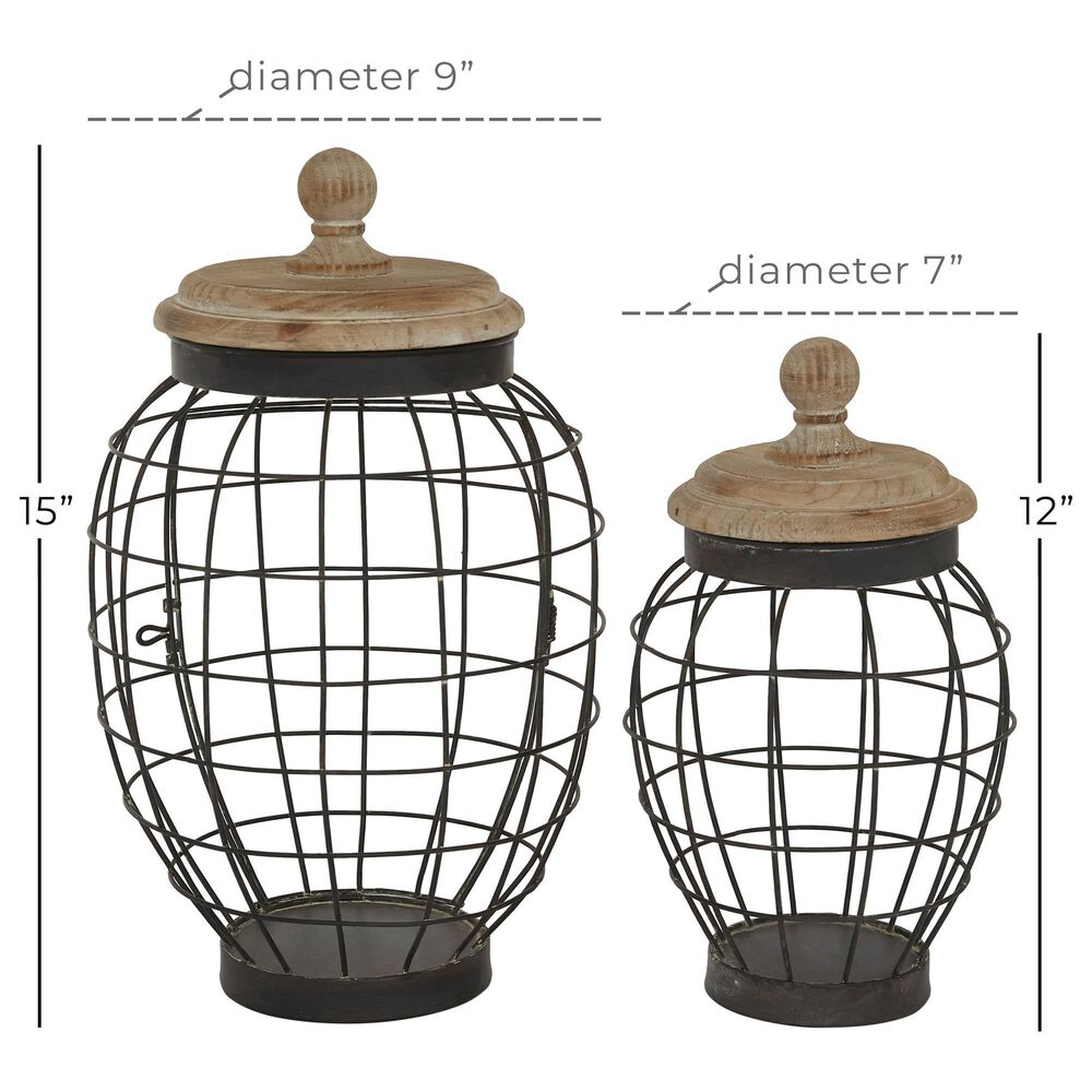 Maple and Jade Farmhouse Decorative Jar in Black and Brown &#40;Set of 2&#41;, , large
