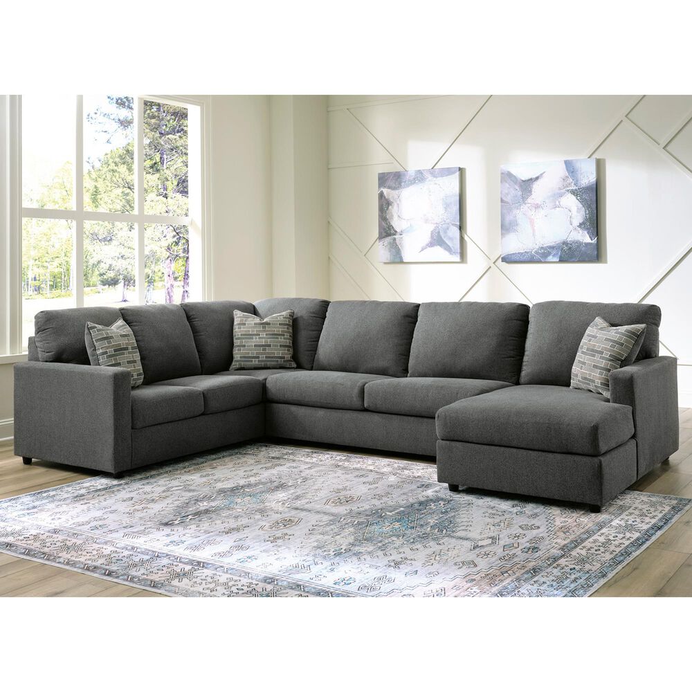 Ashley Edenfield 3-Piece Right Facing Sectional with Chaise in Charcoal, , large