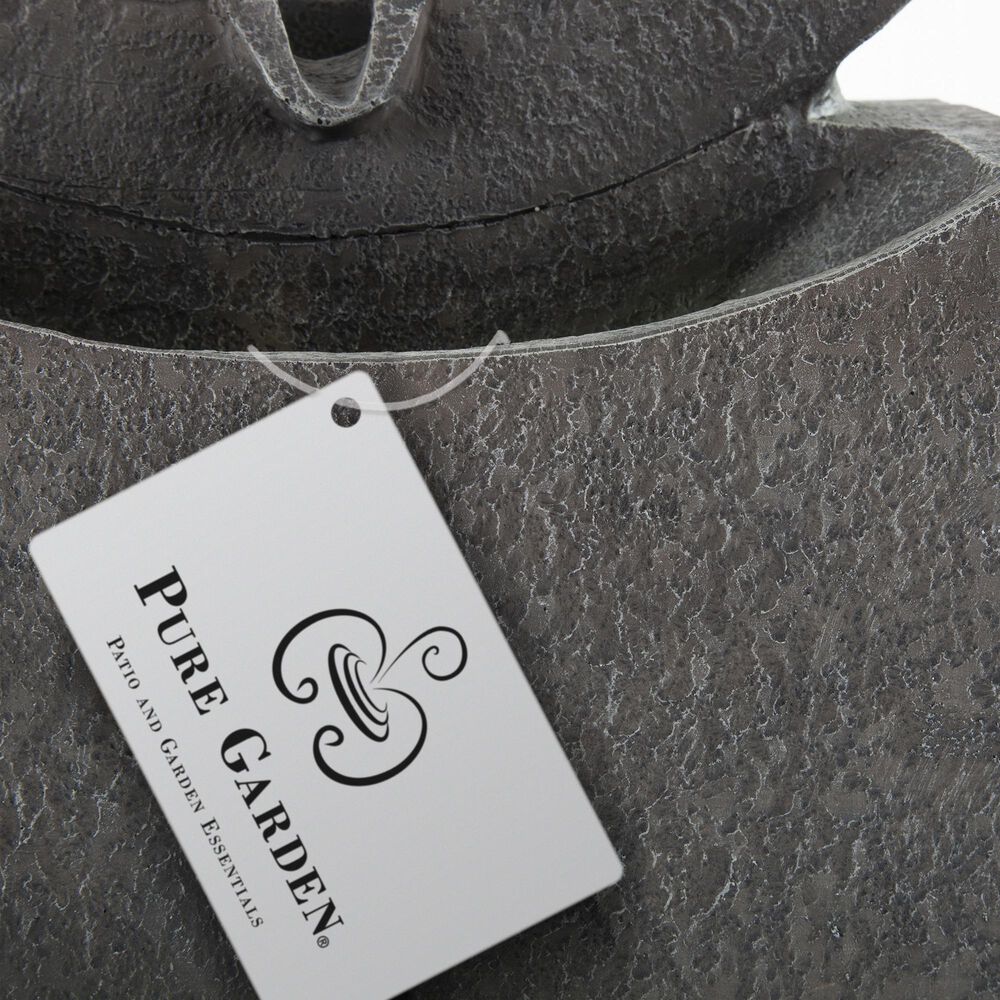 Timberlake Pure Garden Resin Round Cascade Fountain in Stone Gray, , large