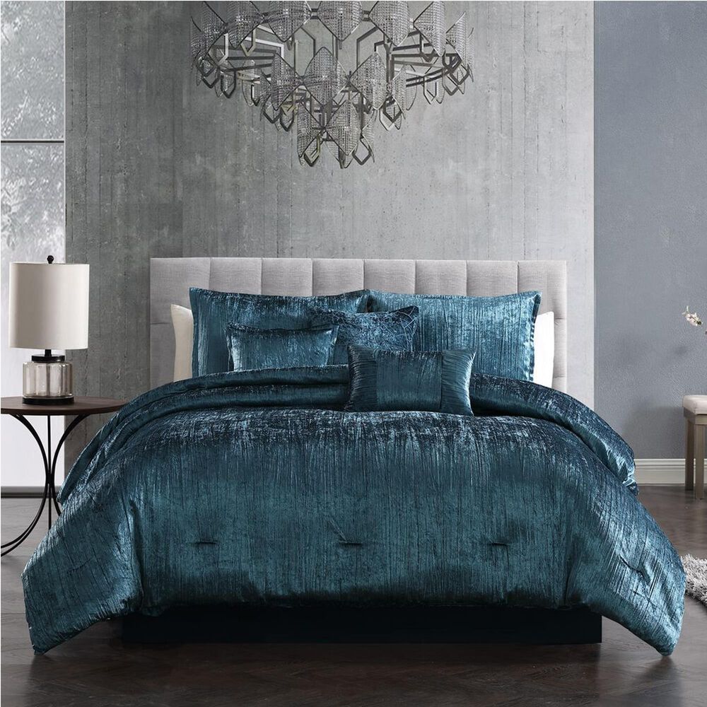 Hallmart Collectibles Blue Crinkle 7 pc King, , large