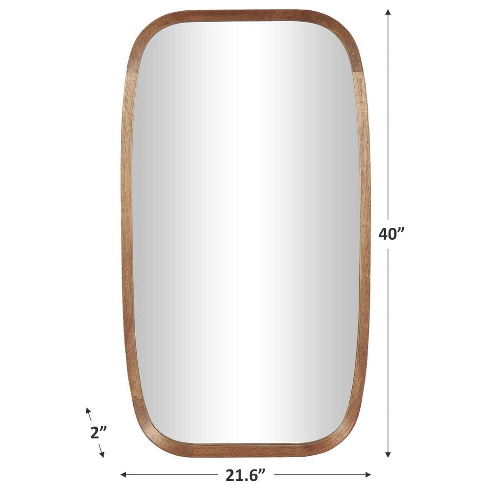Maple and Jade Modern Wood Wall Mirror in Brown, , large
