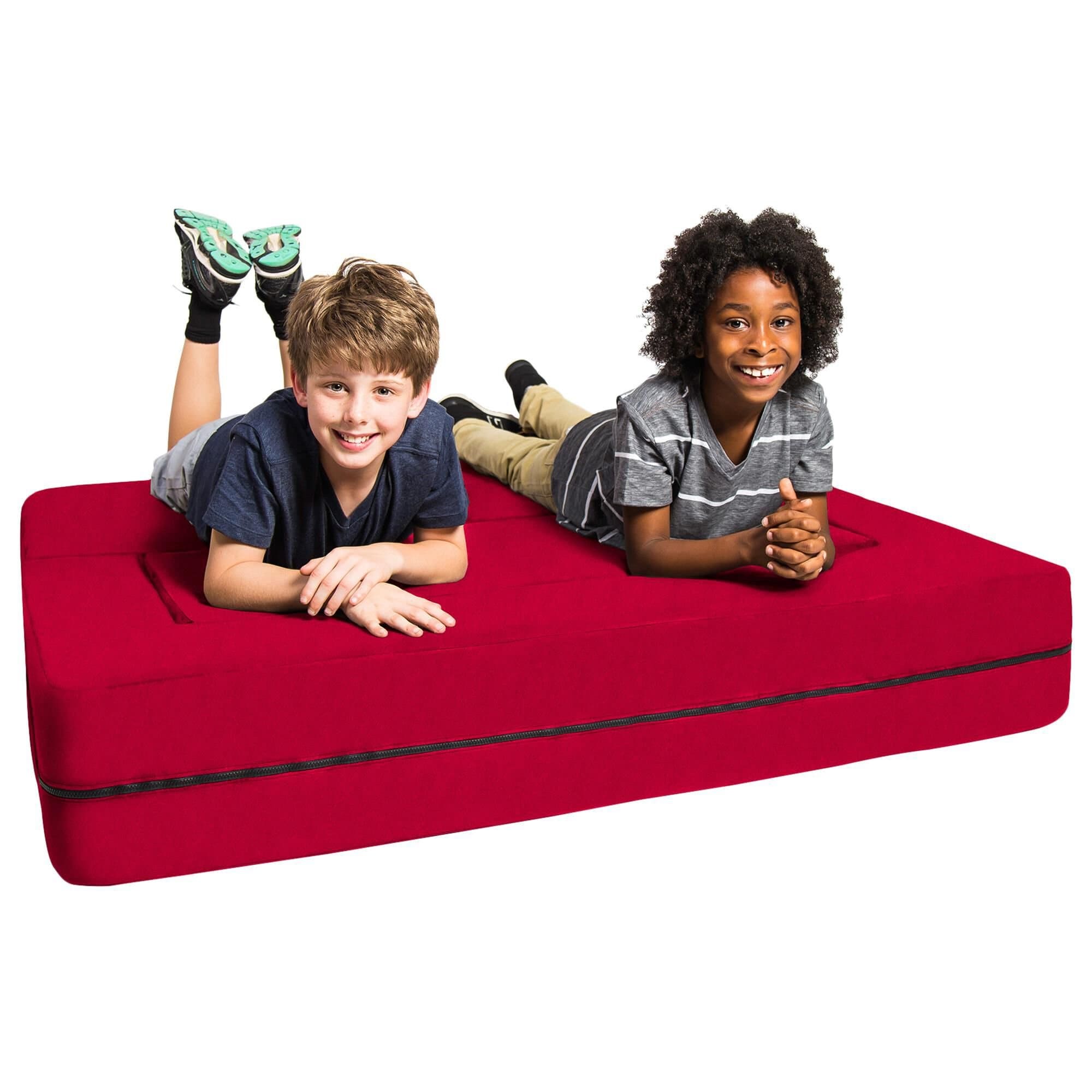 Jaxx Zipline Big Kids Modular Sofa & Ottoman in Cherry