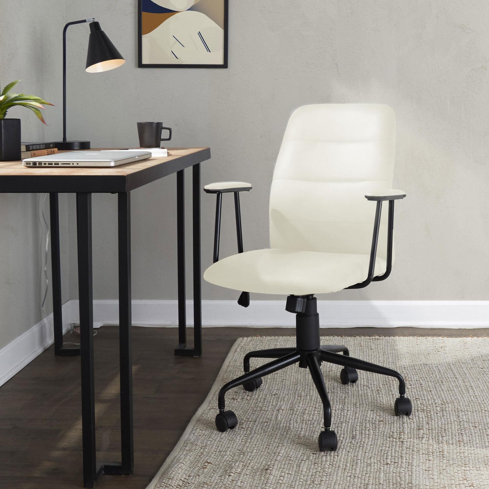 Lumisource Fredrick Office Chair with Cream Cushion in Black