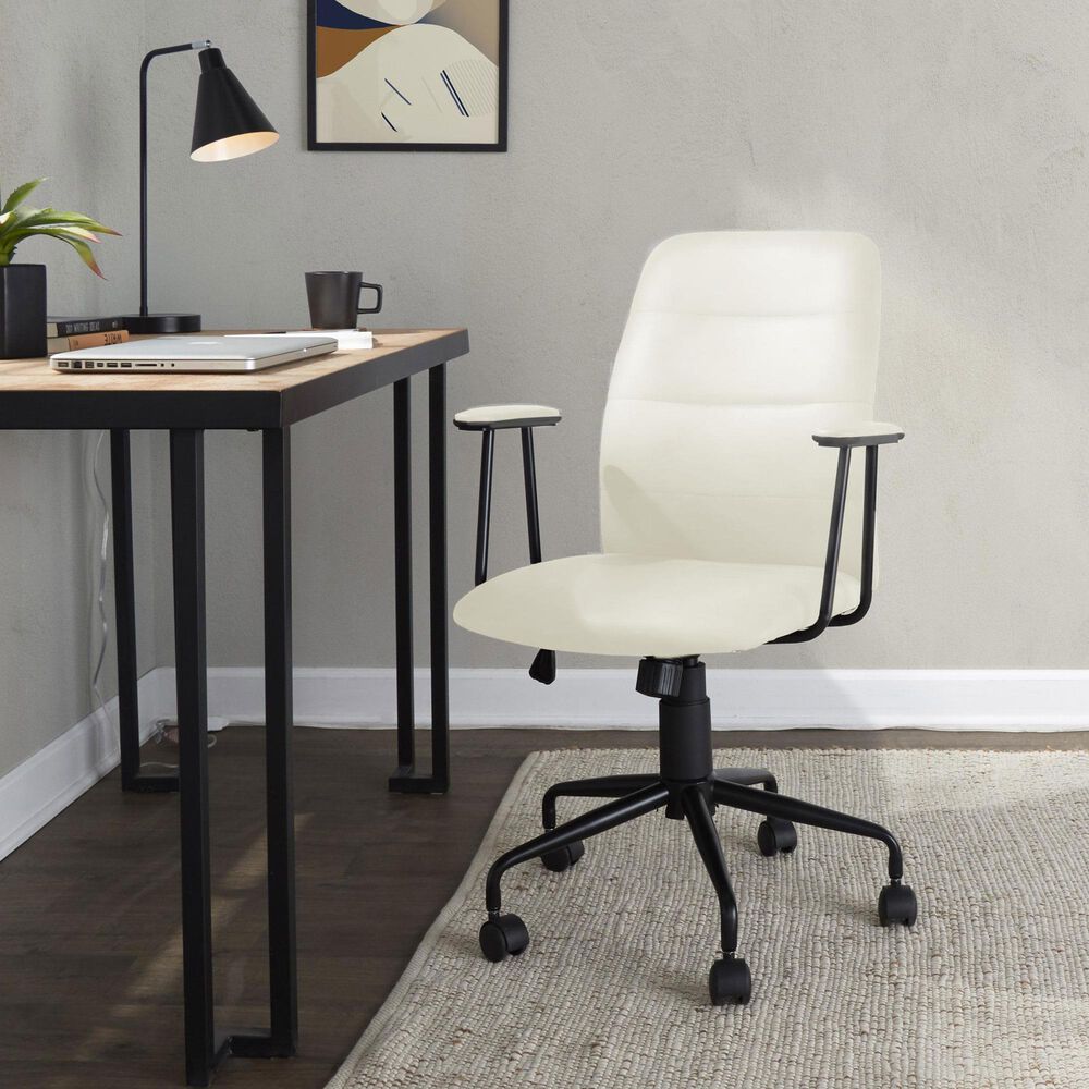 Lumisource Fredrick Office Chair with Cream Cushion in Black, , large