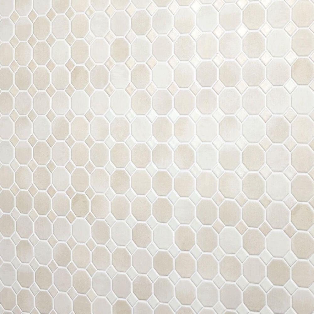 Dal-Tile Relicca Deckle 12" x 12" Octagon Dot Ceramic Mosaic Sheet, , large