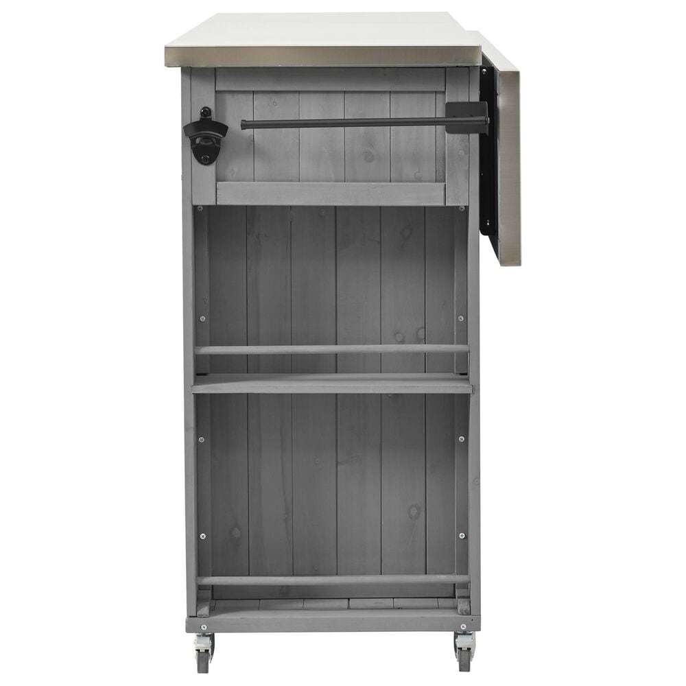 Hearth and Haven Outdoor Kitchen Island with Stainless Steel Top in Grey, , large