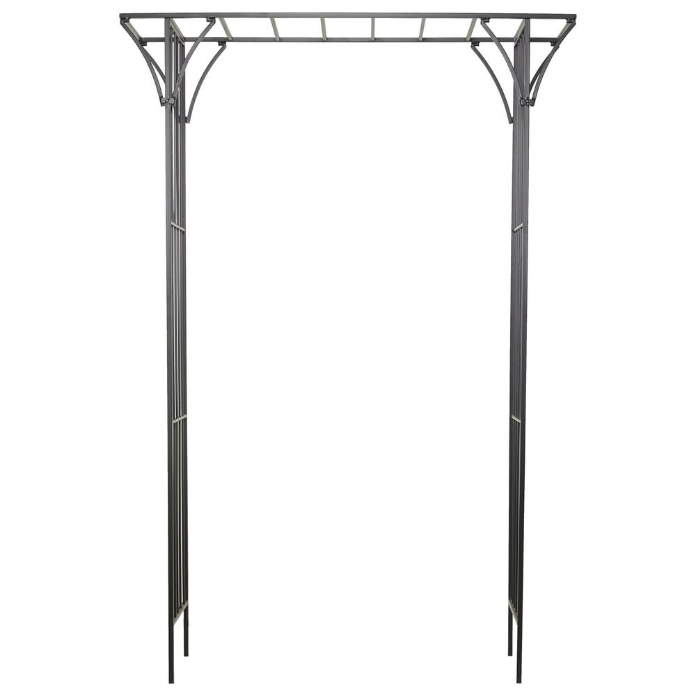 Maple and Jade Garden Arbor with Lattice Work Sides in Matte Black, , large