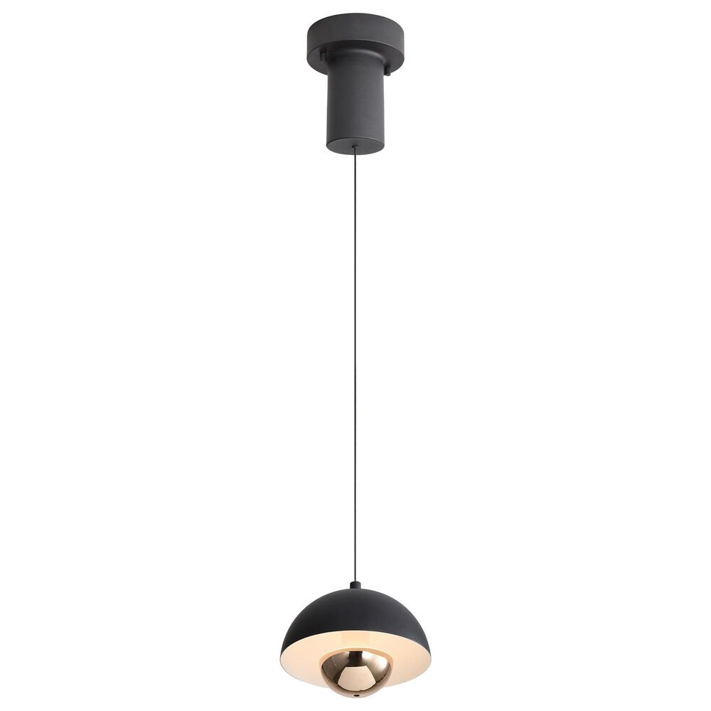 Golden Lighting Vintra LED 1-Light Pendant in Sand Black with Copper, , large
