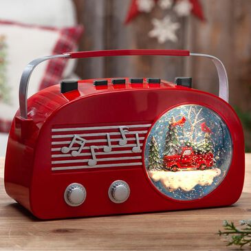The Gerson Company GIL 6.5" Lighted Musical Spinning Water Globe Retro Radio, , large