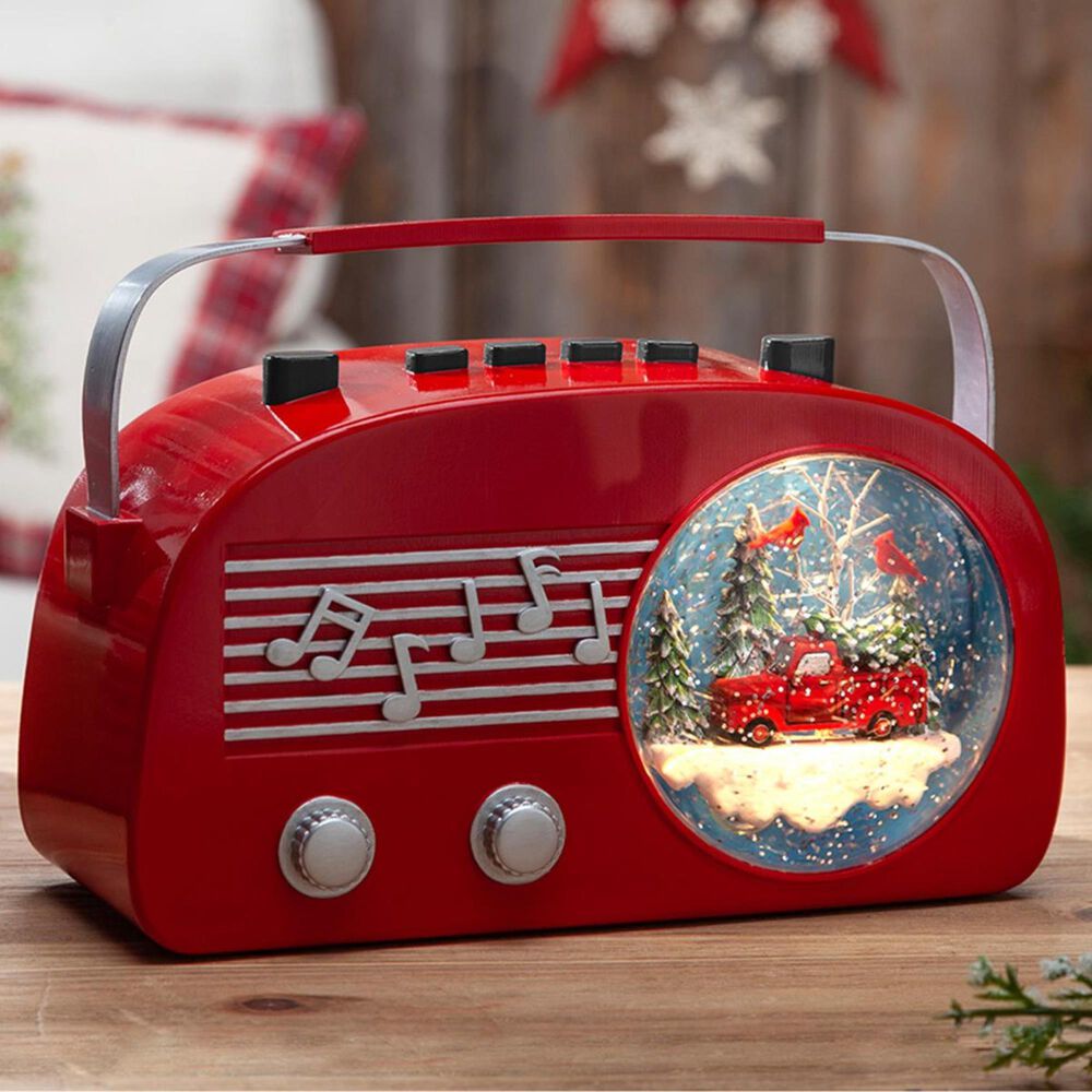 The Gerson Company GIL 6.5" Lighted Musical Spinning Water Globe Retro Radio, , large