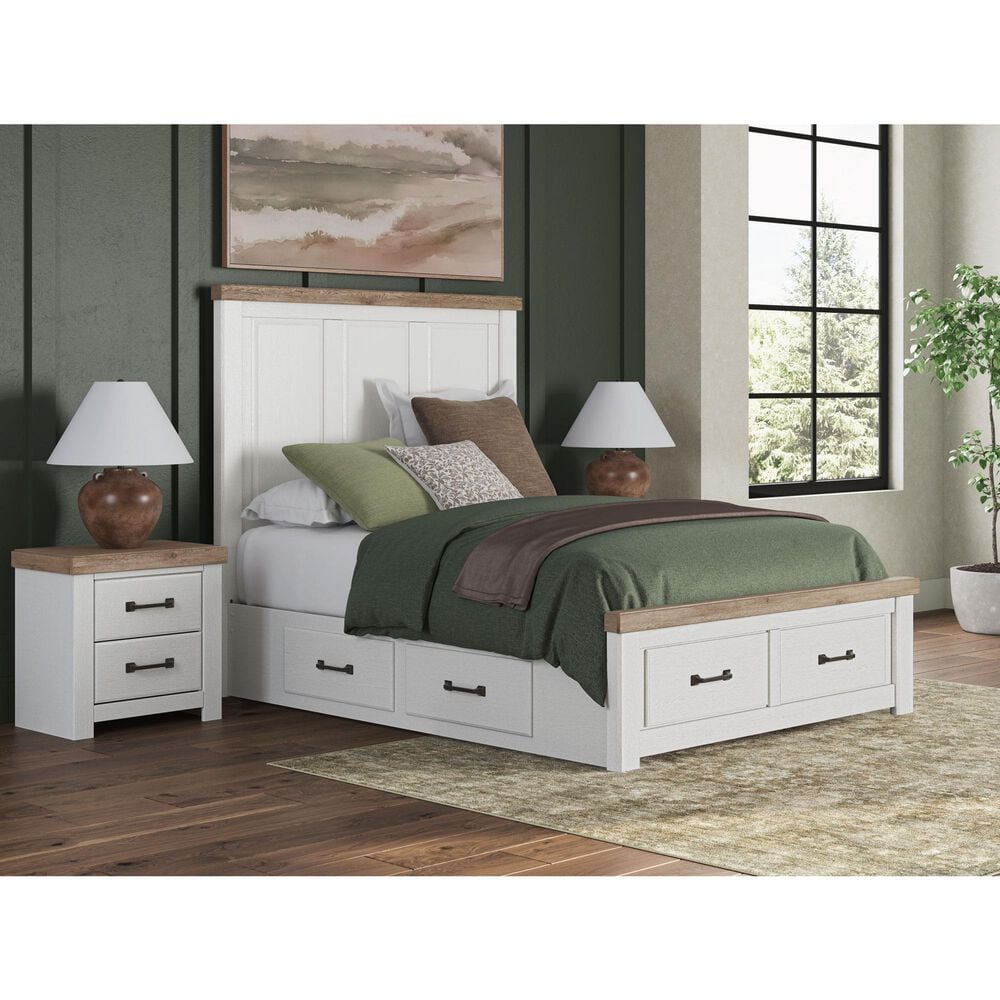 Ashley Savonport Queen Storage Panel Bed in White and Brown, , large