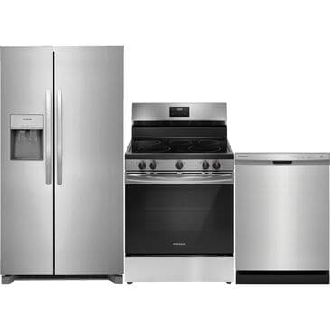 Frigidaire 3 Piece Kitchen Set with 36-inch Standard Depth Side-by-Side Refrigerator, 30-inch Electric Range, and 24-inch Built-In Dishwasher in Stainless Steel, , large