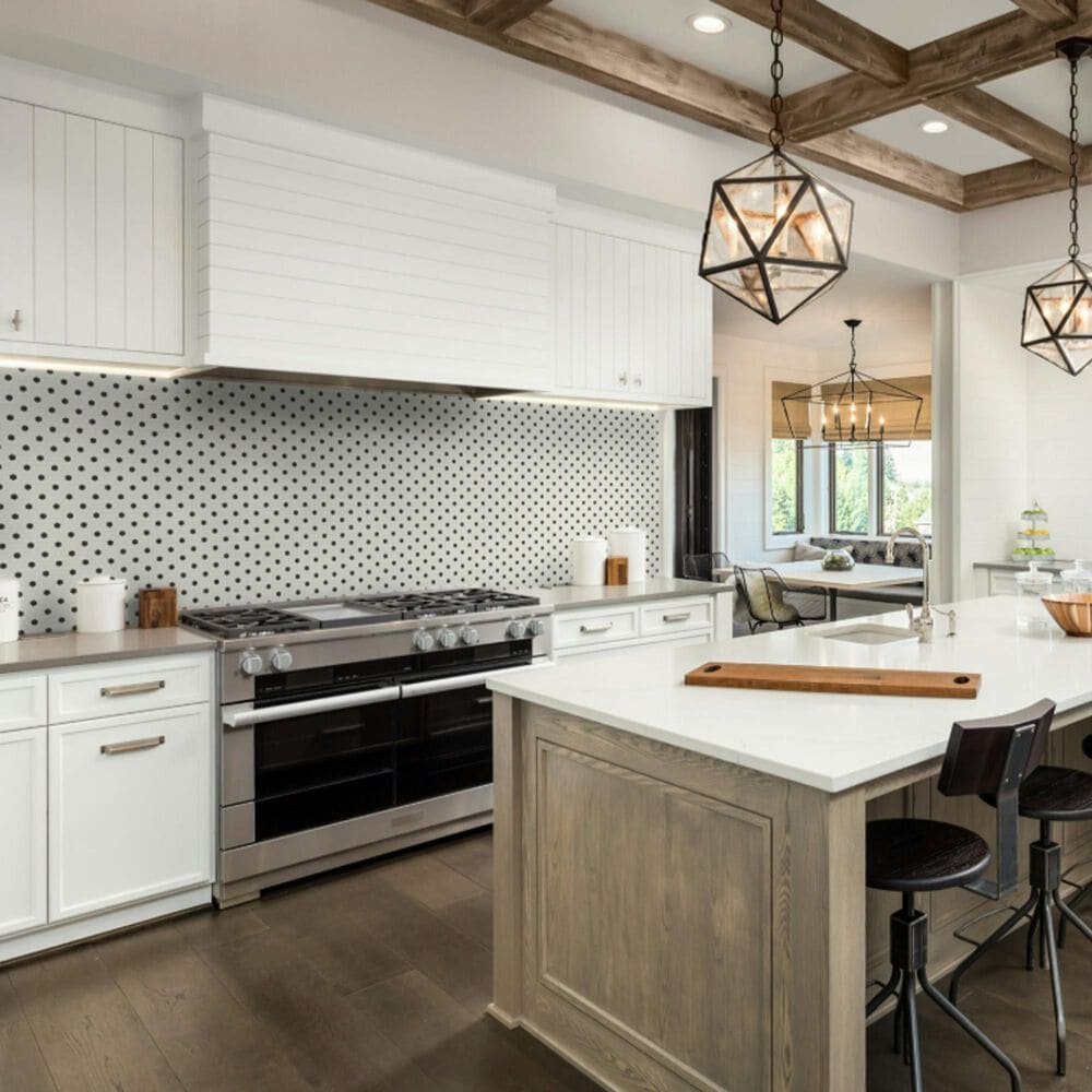 Dal-Tile Keystones Arctic White and Black 1" x 1" on 12" x 22.625" Porcelain Mosaic Sheet, , large
