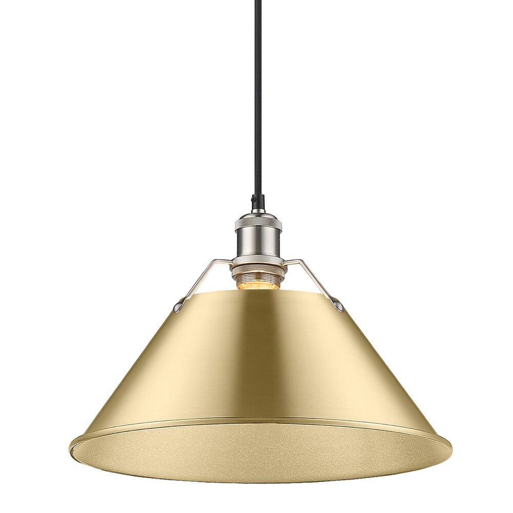 Golden Lighting Orwell 1-Light Wide Large Pendant with Brushed Champagne Bronze Shade in Pewter, , large