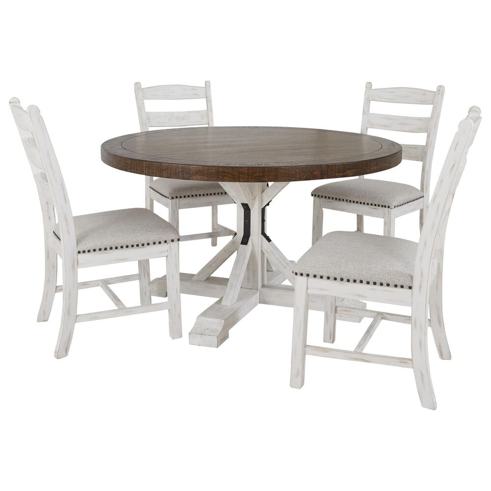 Signature Design by Ashley Valebeck 5-Piece Round Dining Set in Brown and White, , large