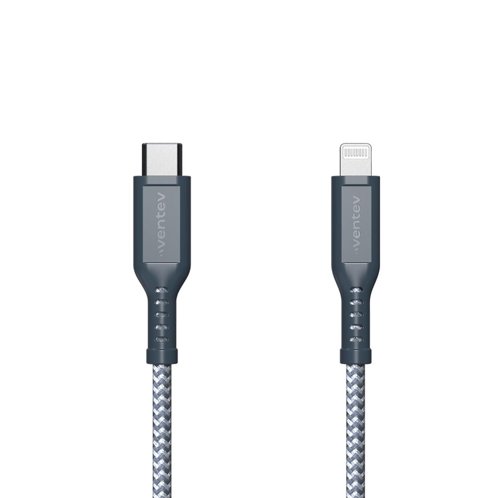 Ventev High Speed Usb C To Apple Lightning Braided Cable With 2x The Copper For Faster Charging 6ft - Gray, , large