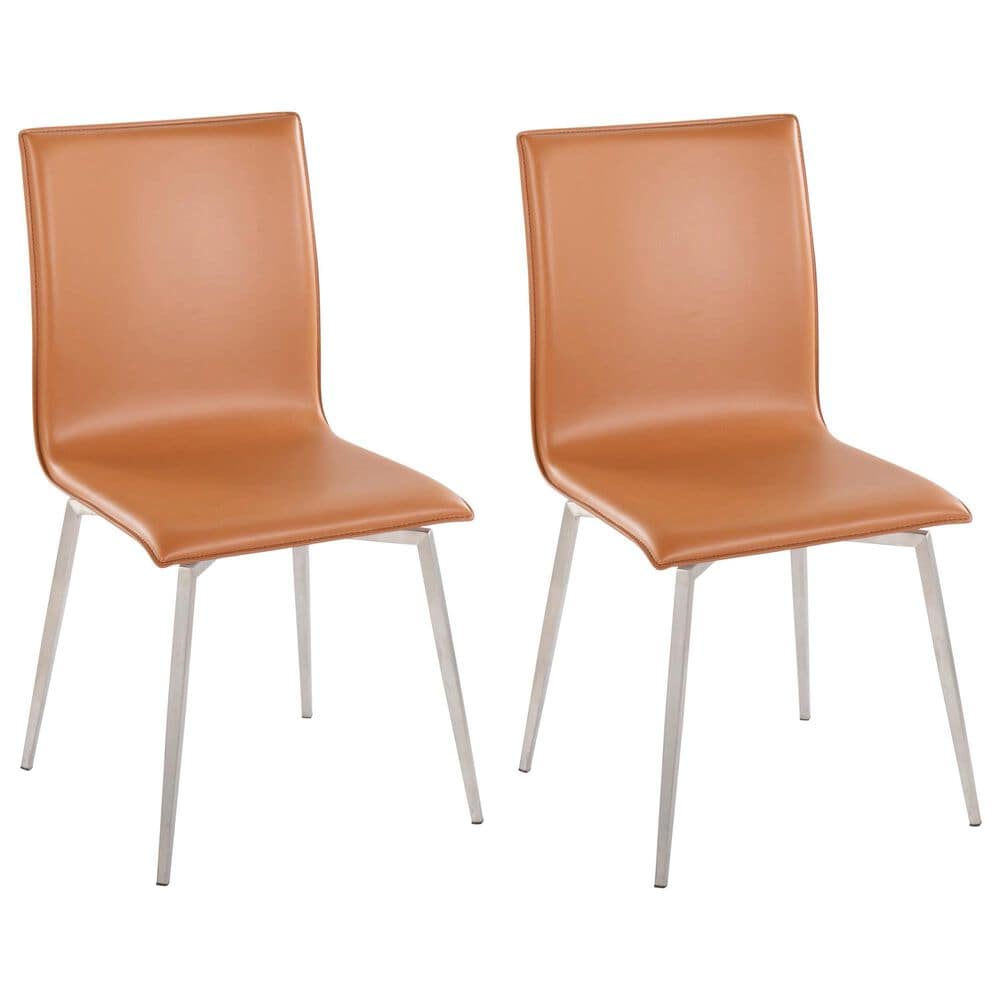 Lumisource Mason Swivel Side Chair with Camel Upholstered in Brushed Stainless Steel (Set of 2), , large