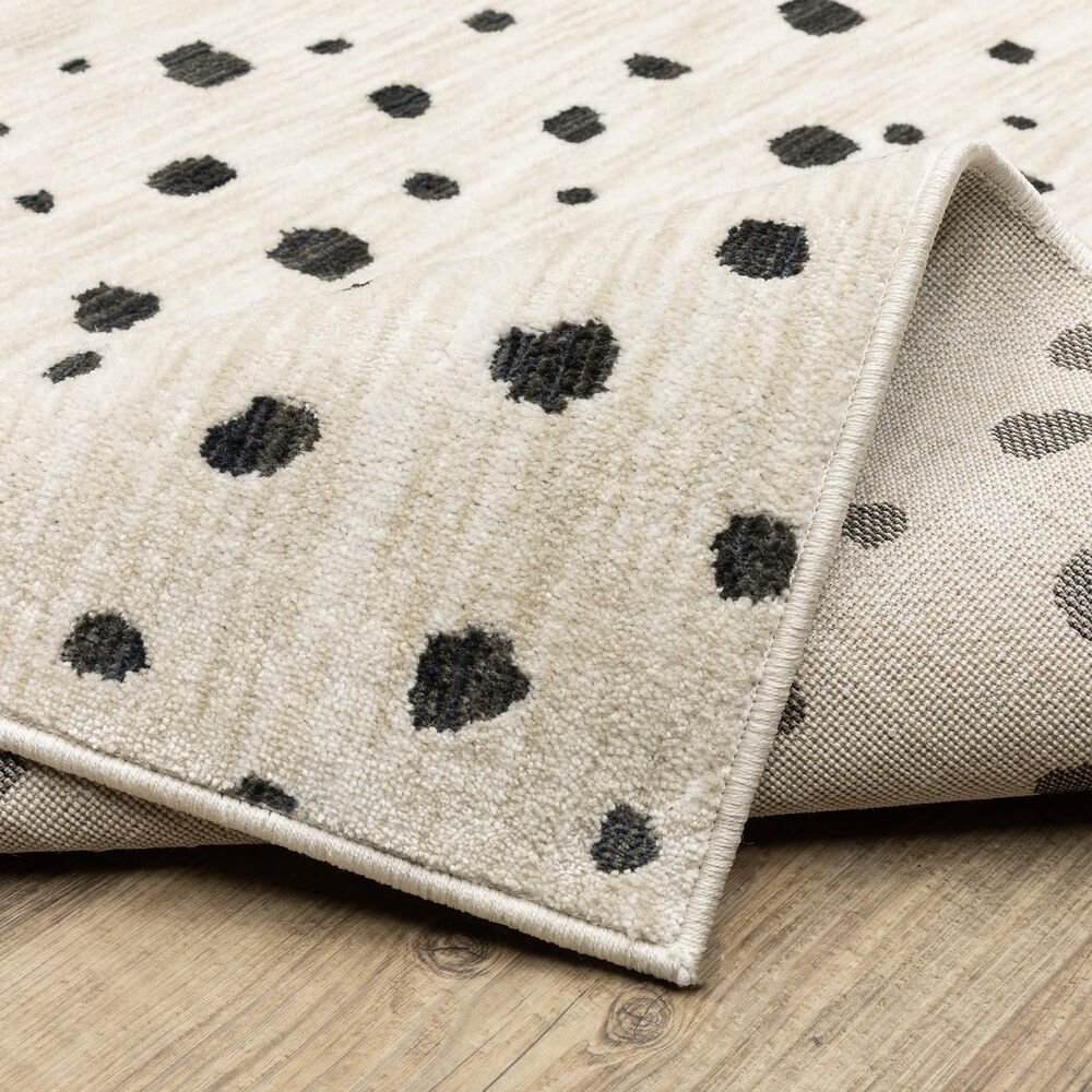 ROW by Oriental Weavers Hunter Polka Dots Beige and Black 3'3" x 5' Area Rug, , large