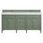James Martin Vanities Brittany 72" Double Bathroom Vanity in Smokey Celadon with Single Hole 3 cm White Zeus Quartz Top and Rectangular Sinks, , large