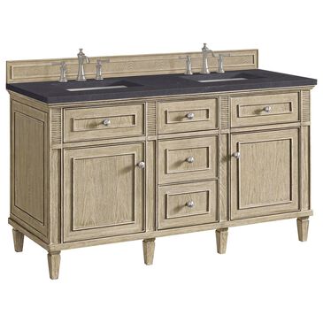 James Martin Vanities Lorelai 60" Double Vanity in Whitewashed Oak with 3 cm Charcoal Soapstone Quartz Top, , large