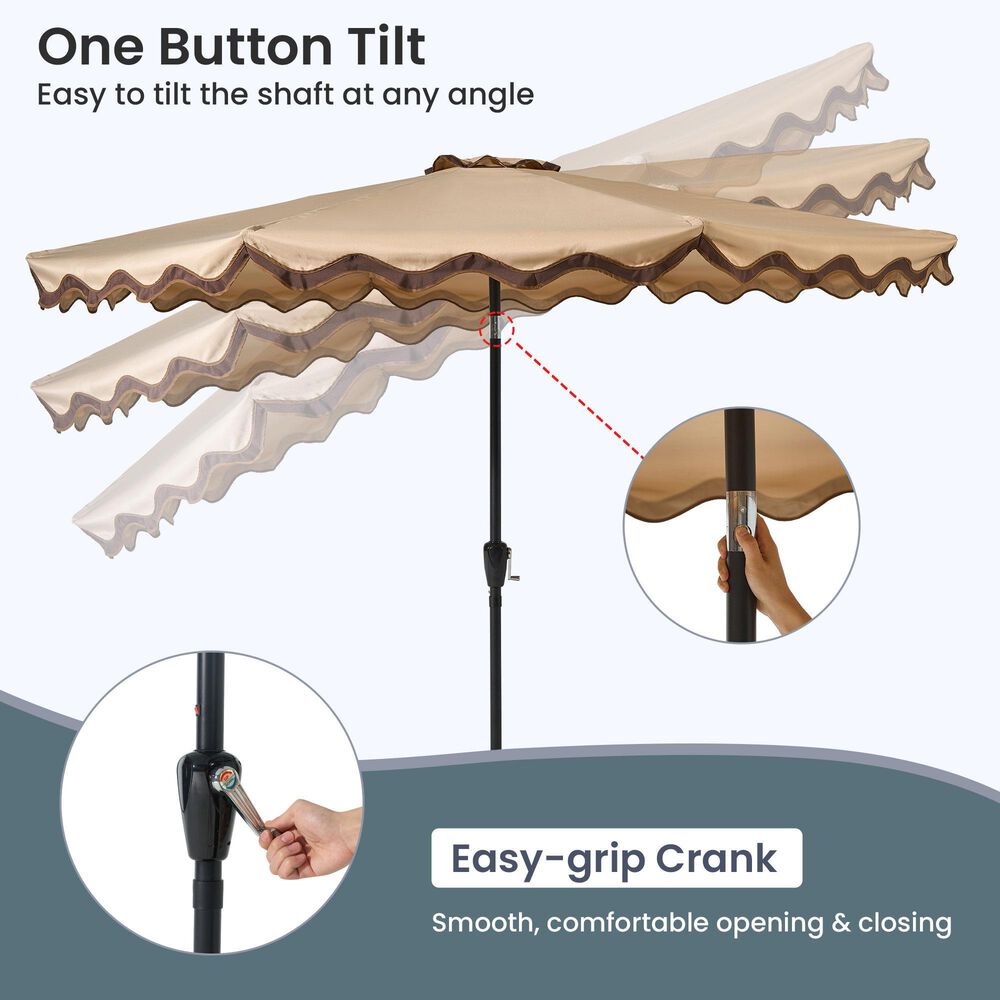 HOMLUX 10' Patio Umbrella with Lights in Khaki, , large